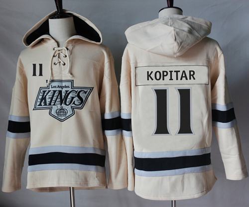 Kings #11 Anze Kopitar Cream Sawyer Hooded Sweatshirt Stitched NHL Jersey